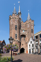 Sassenpoort gatehouse in the city wall of Zwolle, Netherlands