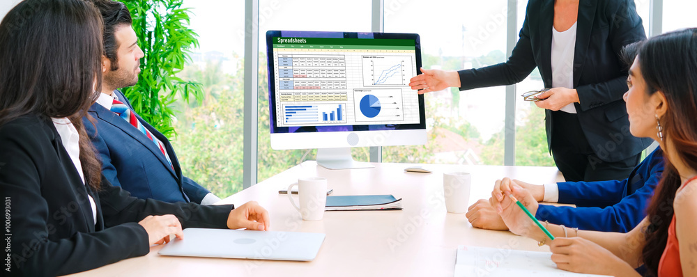 Poster spreadsheet document information financial startup concept. data and graphs in spreadsheet documents