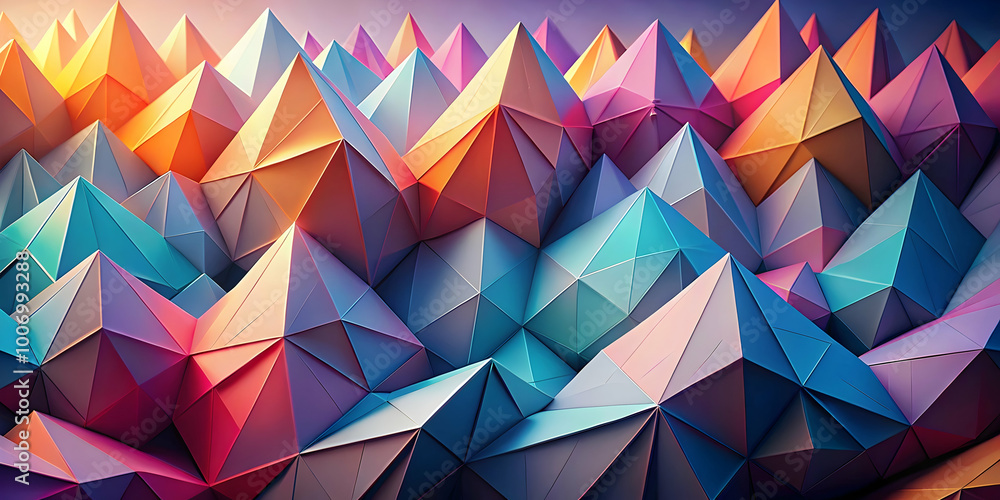Poster abstract geometric landscape: a mesmerizing blend of color and form, this digital art image features