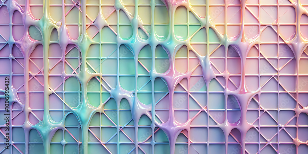 Poster abstract rainbow drip: a mesmerizing abstract pattern of vibrant rainbow-colored liquid dripping ove
