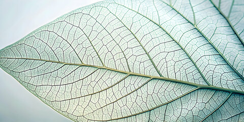 Obraz premium Delicate Leaf Veins: A close-up view of a leaf, revealing the intricate network of veins, symbolizing nature's delicate beauty and intricate design. 