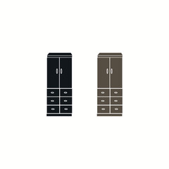Wardrobe Cabinet Black and White Square Icon Vector