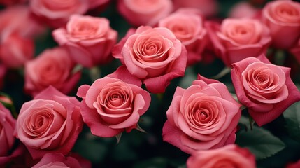 Naklejka premium pink roses trees in garden