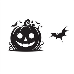 Halloween vector, and Jack-o'-lantern, Ghost, Bat, Black Cat, Spider Web, Witch Hat, Moon and Stars, Skeleton, Vampire, Zombie
