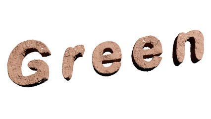 Earth Textured 3D Word 'Green' - Transparent PNG