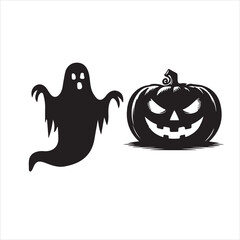 Halloween vector, and Jack-o'-lantern, Ghost, Bat, Black Cat, Spider Web, Witch Hat, Moon and Stars, Skeleton, Vampire, Zombie