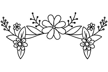 Charming Flower Crown Vector Illustration Featuring Diverse Summer Flora
