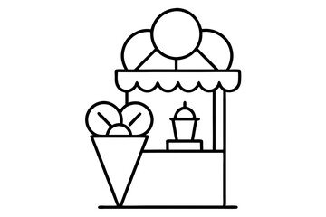 Explore a Vintage Ice Cream Stand Vector Illustration with Delicious Flavors
