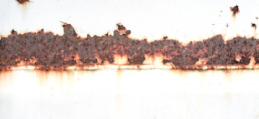 Fototapeta premium Rust on white metals plate texture.Corrosive grunge rusted on old iron.The pattern of grunged rust on wall use as illustration for presentation background.Rusty corrosion and oxidized background.
