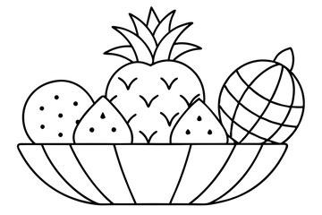 Vibrant Vector Illustration of Summer Fruits Featuring Watermelon and More
