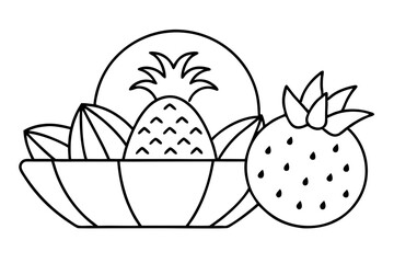 Lively Vector Art of a Variety of Summer Fruits Including Juicy Watermelon
