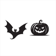 Halloween vector, and Jack-o'-lantern, Ghost, Bat, Black Cat, Spider Web, Witch Hat, Moon and Stars, Skeleton, Vampire, Zombie