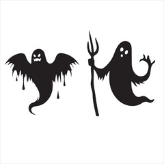 Halloween vector, and Jack-o'-lantern, Ghost, Bat, Black Cat, Spider Web, Witch Hat, Moon and Stars, Skeleton, Vampire, Zombie