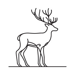 single one line deer silhouette on white background
