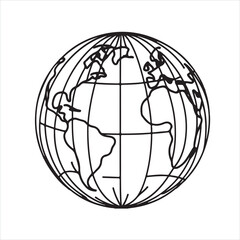 single one line globe silhouette on white background
