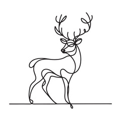 single one line deer silhouette on white background
