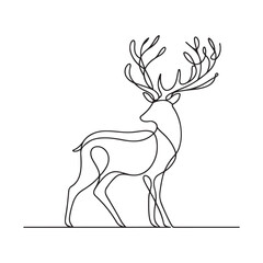 single one line deer silhouette on white background
