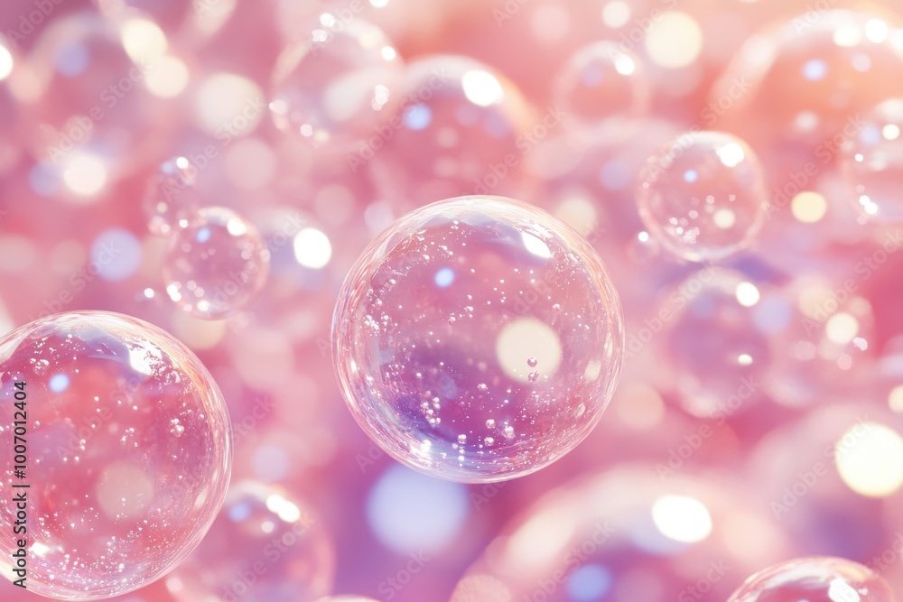 Poster 3d visualization of inflated soft bubbles over a background