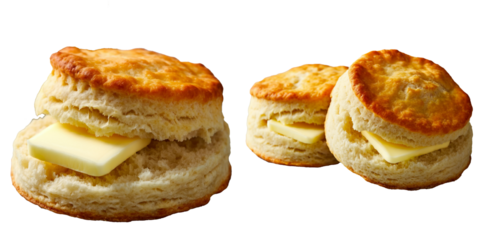 Fluffy Buttermilk Biscuits, Baked Bread, Breakfast Food, Butter, Light & Delicious, Isolated Transparent PNG Food Graphic