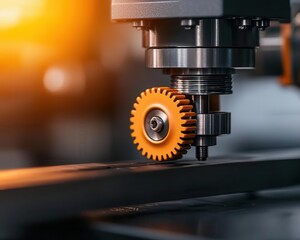 Fototapeta premium Engineers fine-tuning the friction coefficients of sliding mechanisms in an industrial machine, friction control, mechanical efficiency