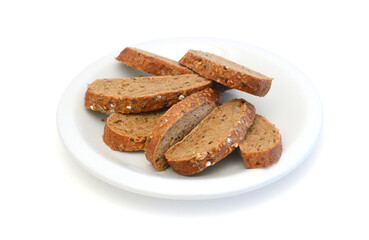 Stack grain bread isolated on white background
