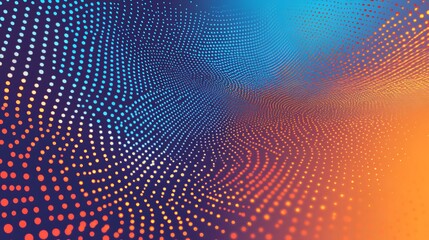 Obraz premium Abstract digital background with blue, orange, and yellow dots.