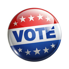 Patriotic "Vote" Election Badge with Stars Isolated on White Transparent Background, PNG Element. Vote pin