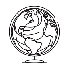 single one line globe silhouette on white background
