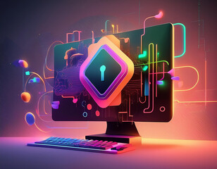 cyber security, computer, locker, password
