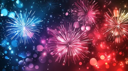 Obraz premium Festive celebration banner with fireworks