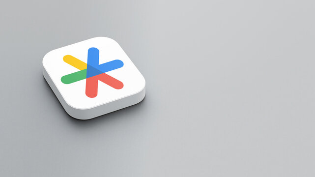 An icon of the Google Authenticator logo on a gray background, a white square with rounded corners, a minimalistic design, 3D rendering.