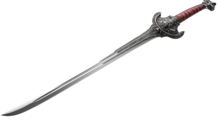 Custom designed sword with a dualtone finish featuring a silver blade
