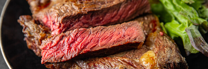 meat steak grilled beef fresh barbecue gourmet food background on the table rustick food top view...
