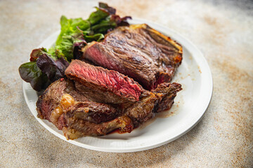 meat steak grilled beef fresh barbecue gourmet food background on the table rustick food top view copy space