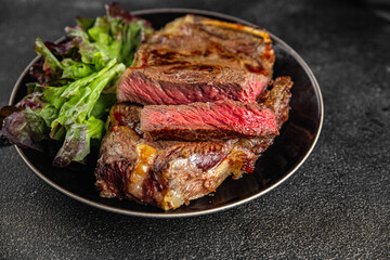 meat steak grilled beef fresh barbecue gourmet food background on the table rustick food top view copy space