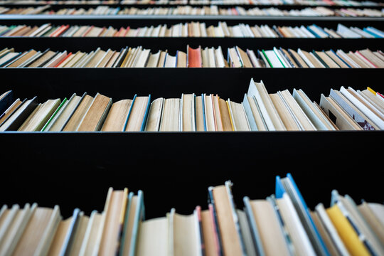 Shelves filled with books in a modern public library