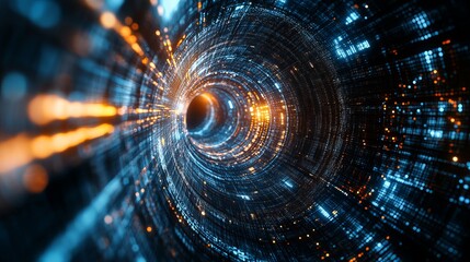 Obraz premium A digital depiction of an endless swirl of technology, with countless data points represented as intricate details