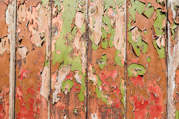 Old faded paint on door, background.