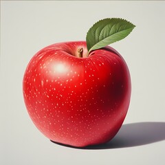 Hand Drawn Clipart of Juicy Apple with Leaf