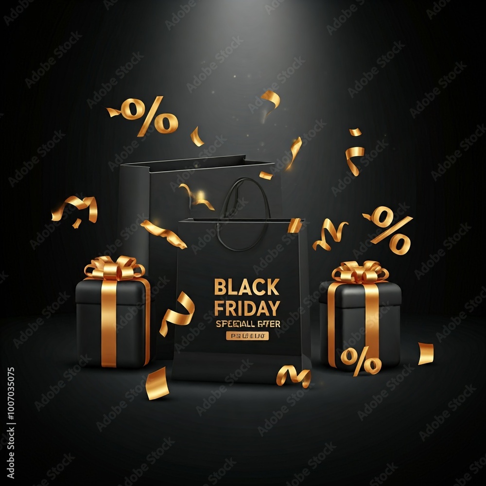 Fototapete promotional image styled for a black friday special offer. the layout features a dark background wit