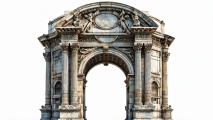 Obraz premium A grand stone archway featuring intricate carvings and columns, symbolizing triumph and history.