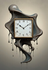 A surreal melting clock representing the fluidity of time. Ideal for projects focused on time...