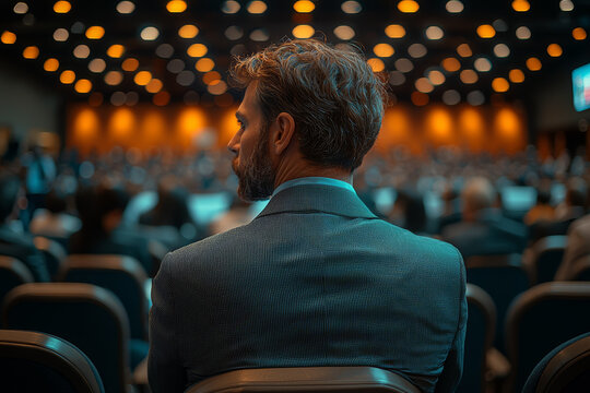 A business owner attending a workshop on improving customer experience and loyalty. Concept of customer relations.