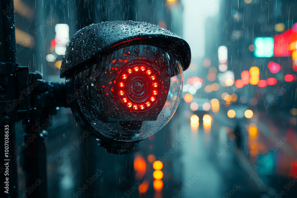 Aufkleber a video surveillance system using ai to detect unusual activities and alert authorities. concept of 