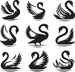 Obraz premium swan sillouette black and white vector 