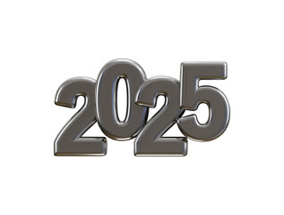 2025 New Year Silver number, Extend Warm Wishes for a Happy New Year and Merry Christmas with this silver number design 3d rendering vector illustration
