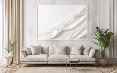 Mockup poster in modern living room interior background