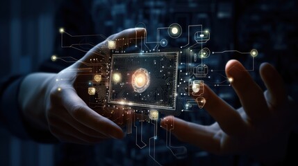 Human Hand Holding Digital Circuitry