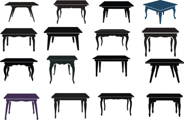 Set of table silhouette vector illustration design