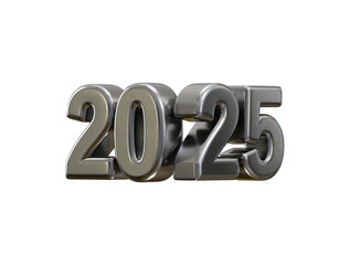 2025 New Year Silver number, Extend Warm Wishes for a Happy New Year and Merry Christmas with this silver number design 3d rendering vector illustration